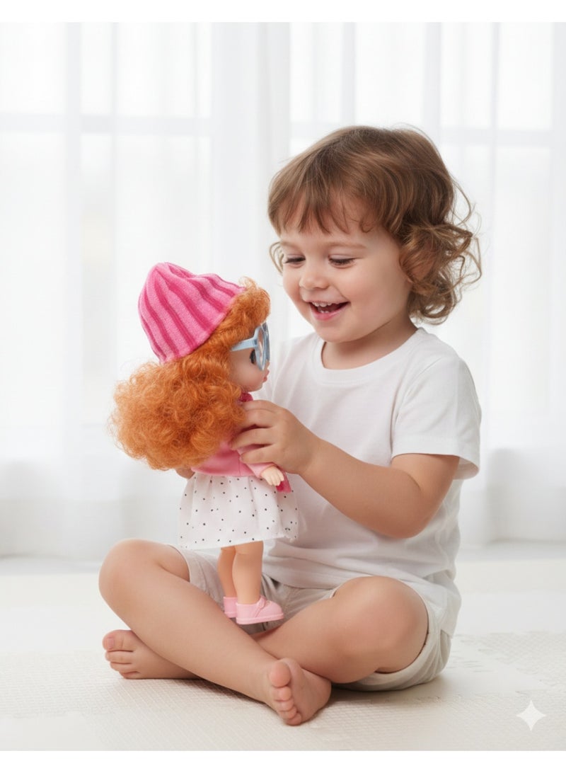 توي لاند دمية طفل لطيفة ترتدي نظارة وفستانًا | دمية أزياء للأطفال | دمية للعب التخيلي - Image 2